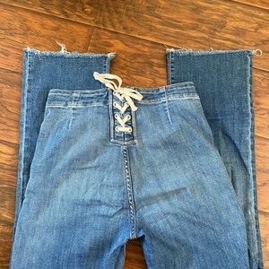 Mother Denim Lace Up Stretch Jeans